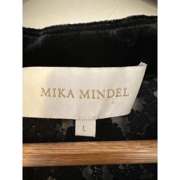 Mika Mindel Open Front Embroidered Velvet Jacket Womens Size L Black - Picture 9 of 10
